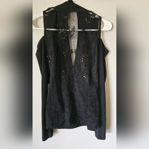 VENUS Black Lace Detail Blouse